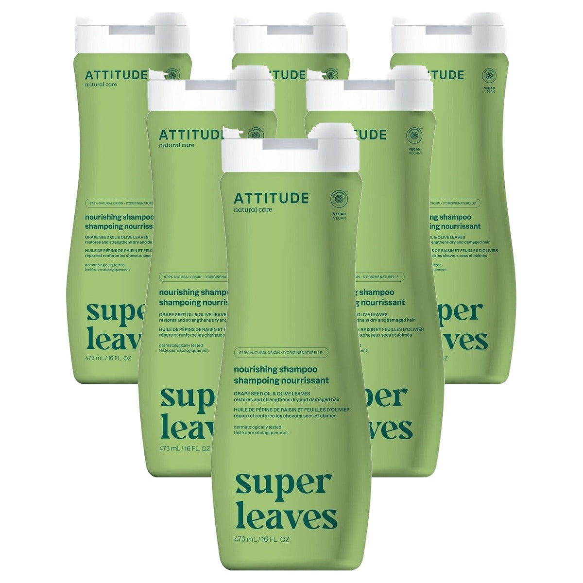 Attitude Voedende Haarshampoo Druivenpitolie en Olijfbladeren 473 ml - 6-pack