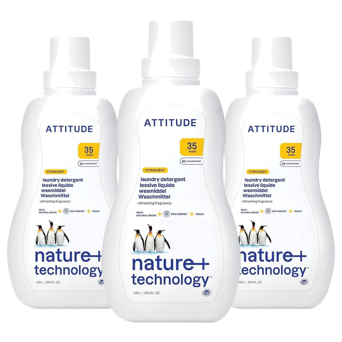 Attitude Wasmiddel Citrusschil 35 Wasbeurten 100 ml - 3-pack