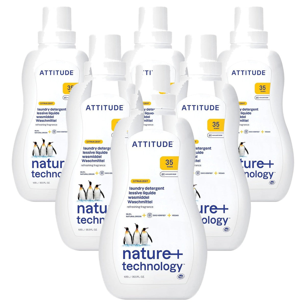 Attitude Wasmiddel Citrusschil 35 Wasbeurten 100 ml - 6-pack