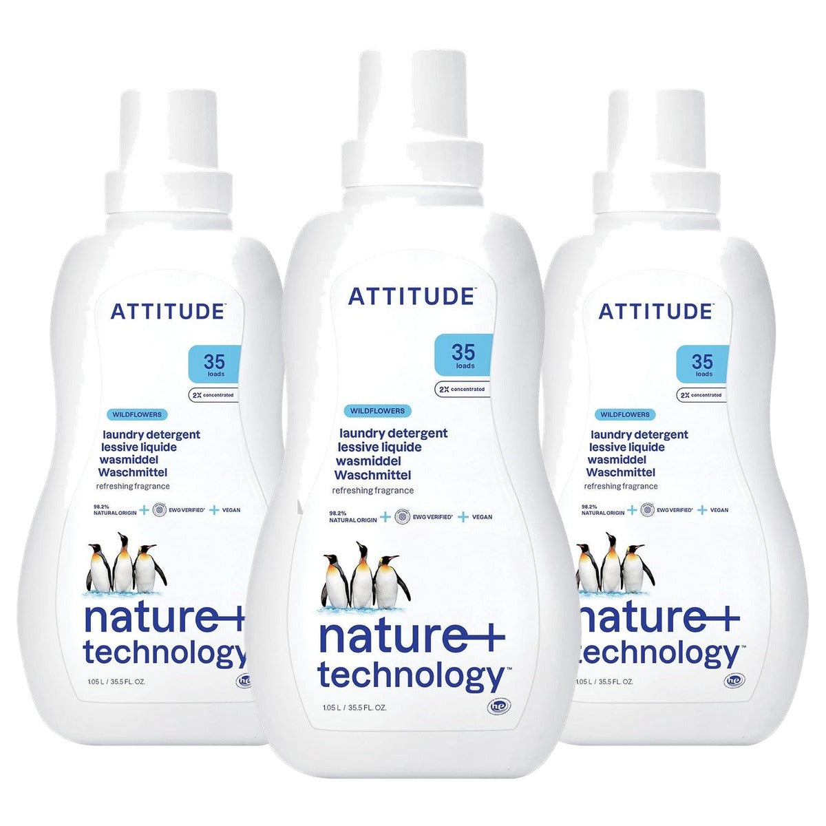 Attitude Wasmiddel Wilde Bloemen 35 Wasbeurten 1,05 l - 3-pack