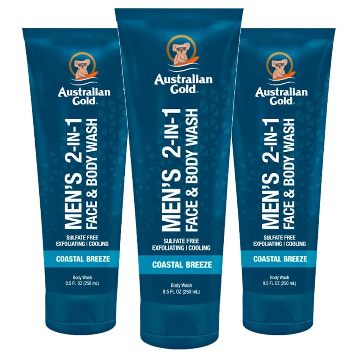 Australian Gold Men's 2 in 1 Face & Body Wash 3 x 250 ml - Voordeelverpakking