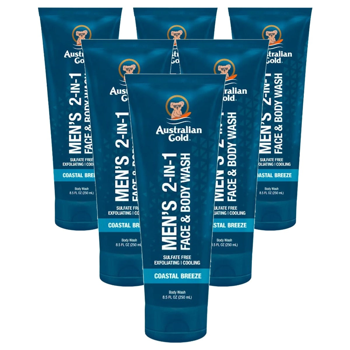Australian Gold Men's 2 in 1 Face & Body Wash 6 x 250 ml - Voordeelverpakking