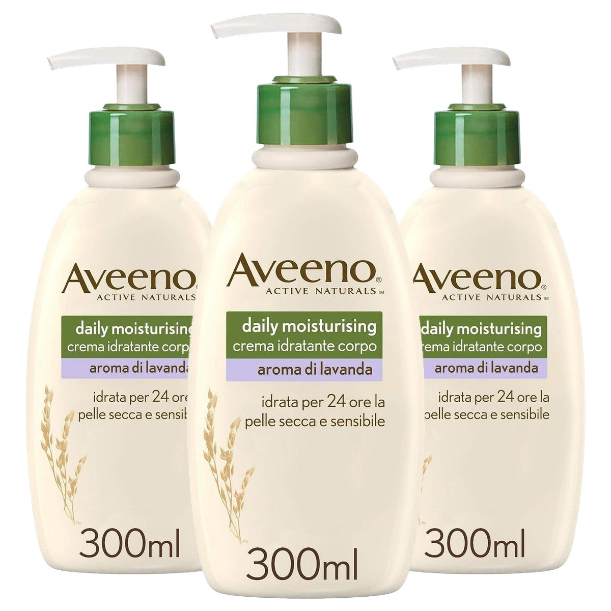 Aveeno Daily Moisturising Body Cream Lavendel 3 x 350 g - Voordeelverpakking
