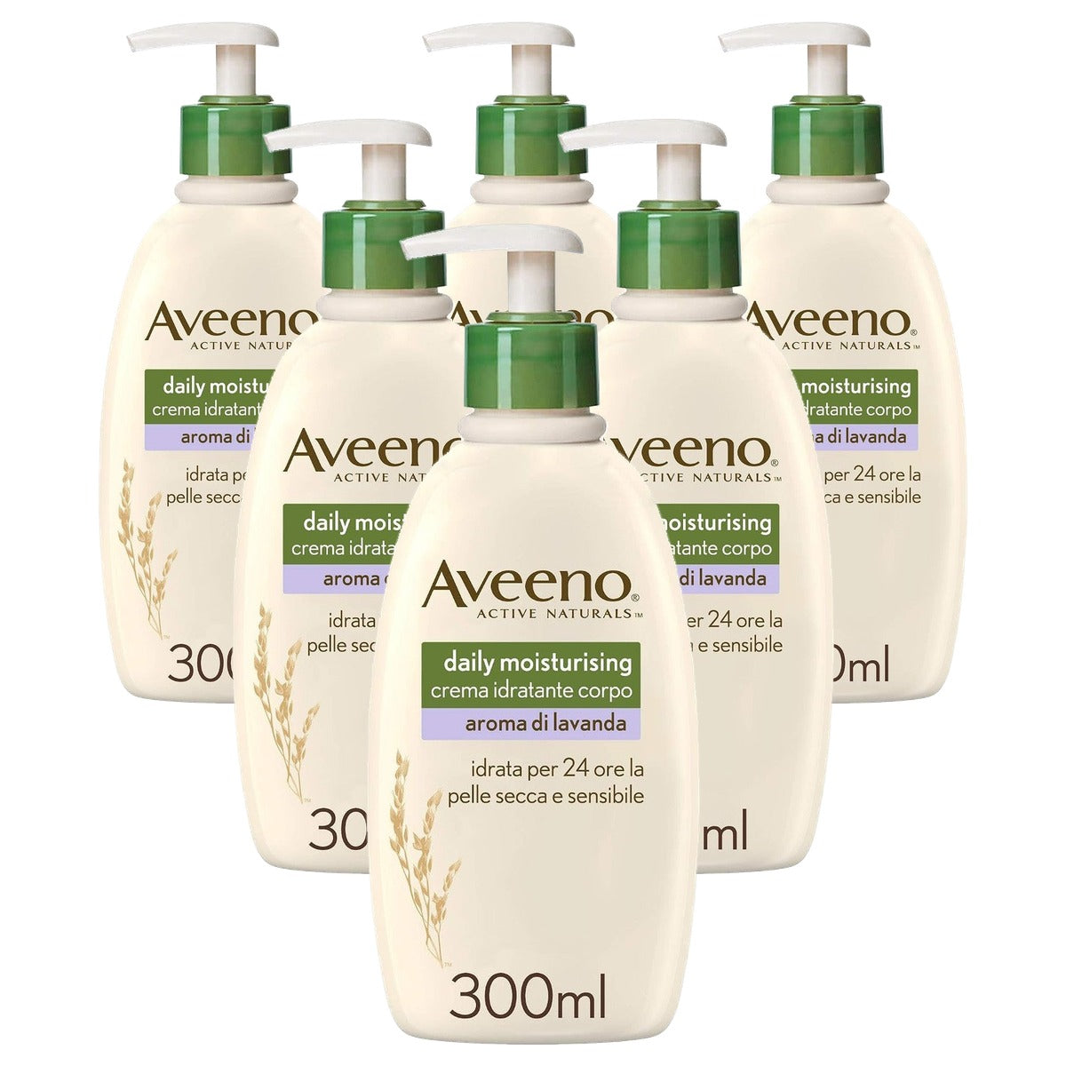 Aveeno Daily Moisturising Body Cream Lavendel 6 x 350 g - Voordeelverpakking