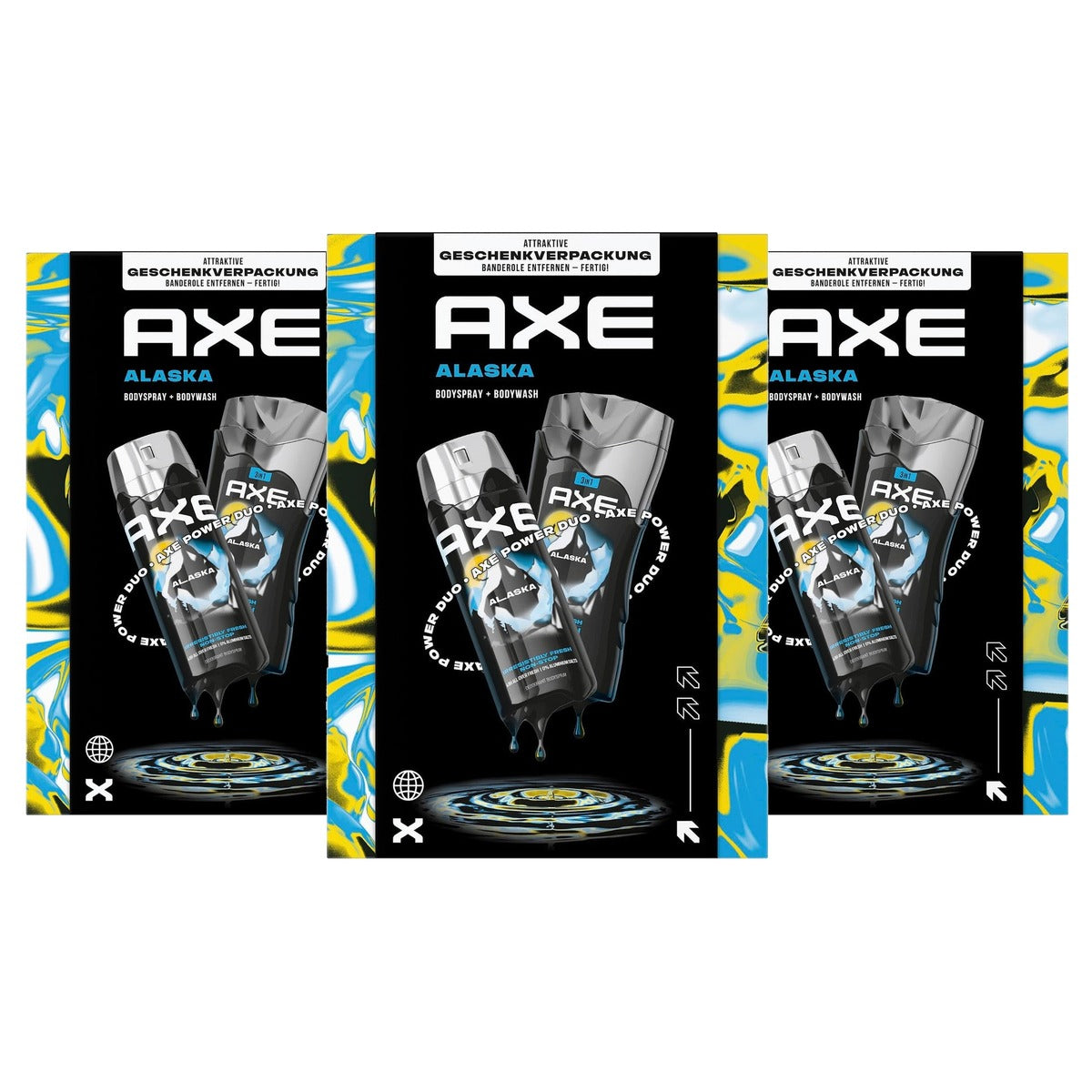 Axe Cadeauset Alaska Bodyspray & Douchegel 150 ml + 3 x 250 ml - Voordeelverpakking