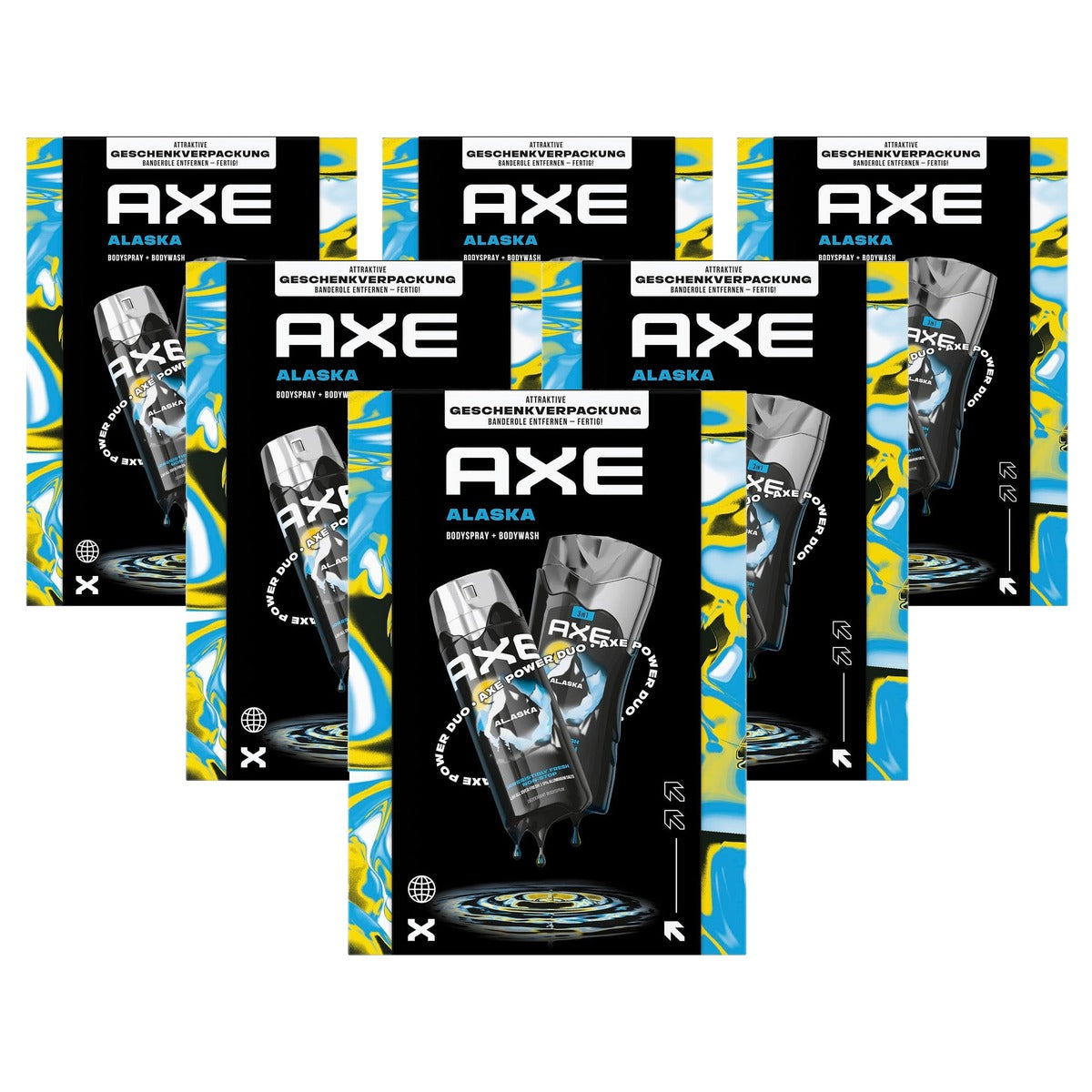 Axe Cadeauset Alaska Bodyspray & Douchegel 150 ml + 6 x 250 ml - Voordeelverpakking