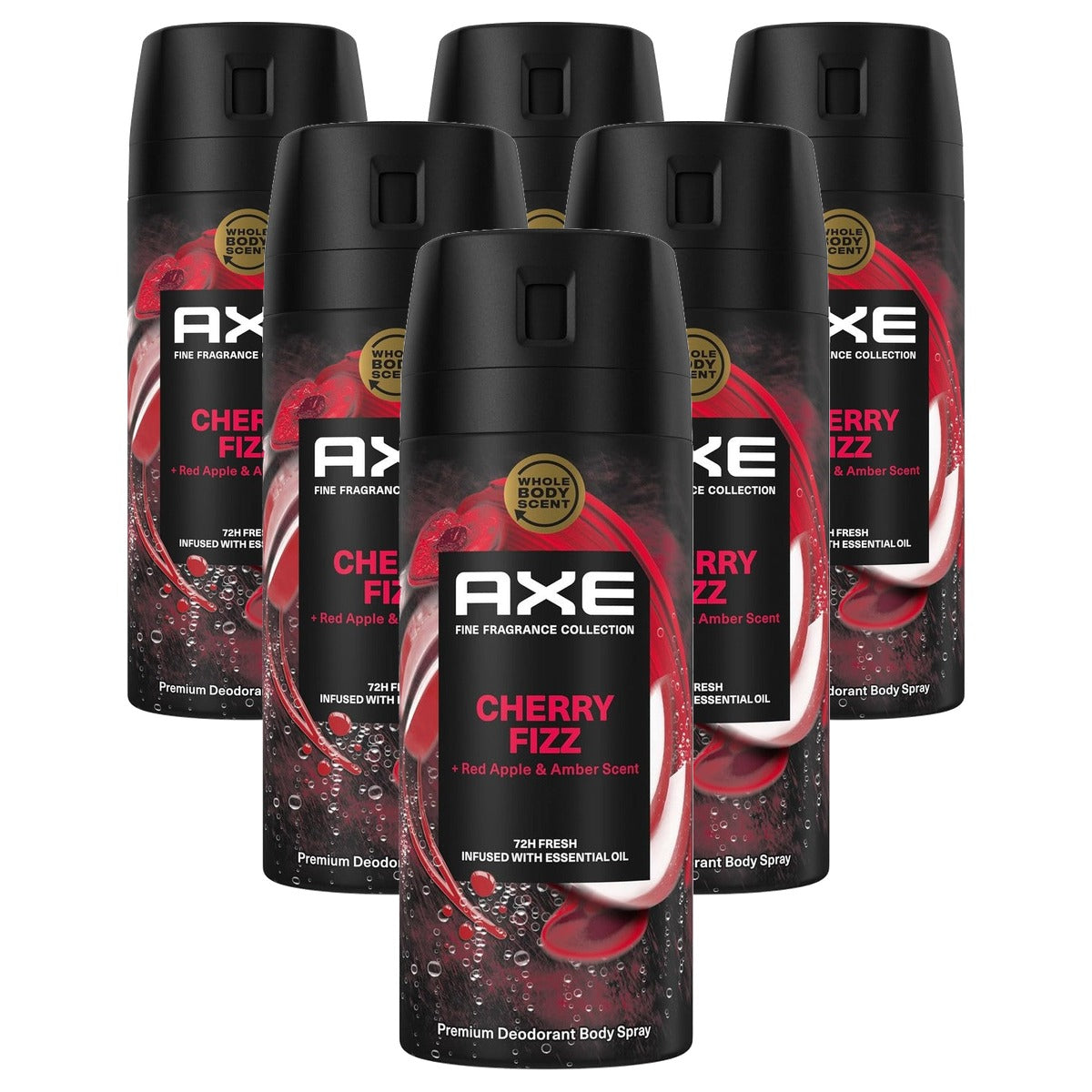 AXE Cherry Fizz deodorant spray voor heren 6 x 150 ml - Voordeelverpakking