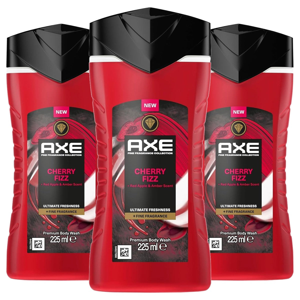 Axe Cherry Fizz Premium Body Wash 3 x 225 ml - Voordeelverpakking