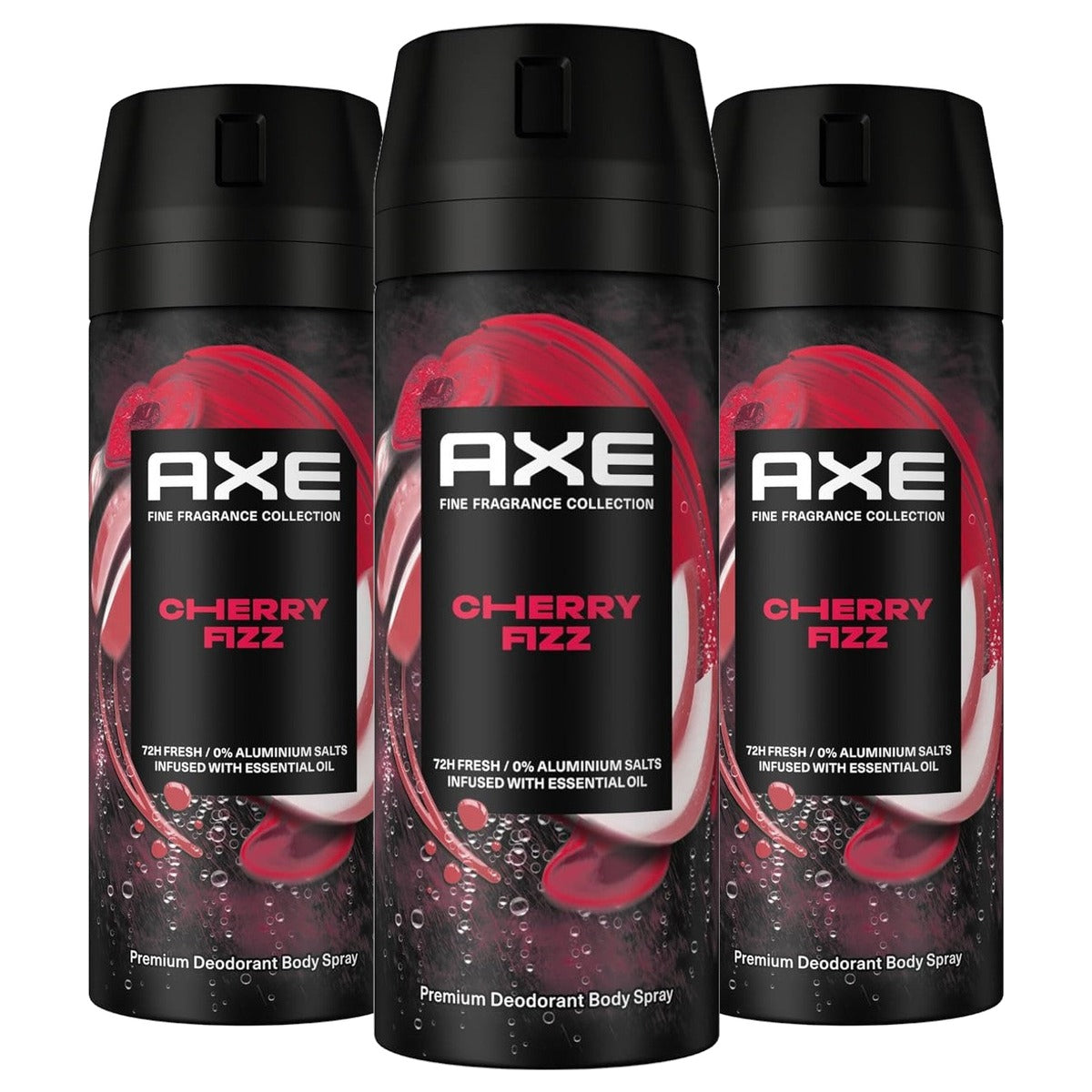 Axe Cherry Fizz Premium Bodyspray zonder aluminiumzouten 3 x 150 ml - Voordeelverpakking