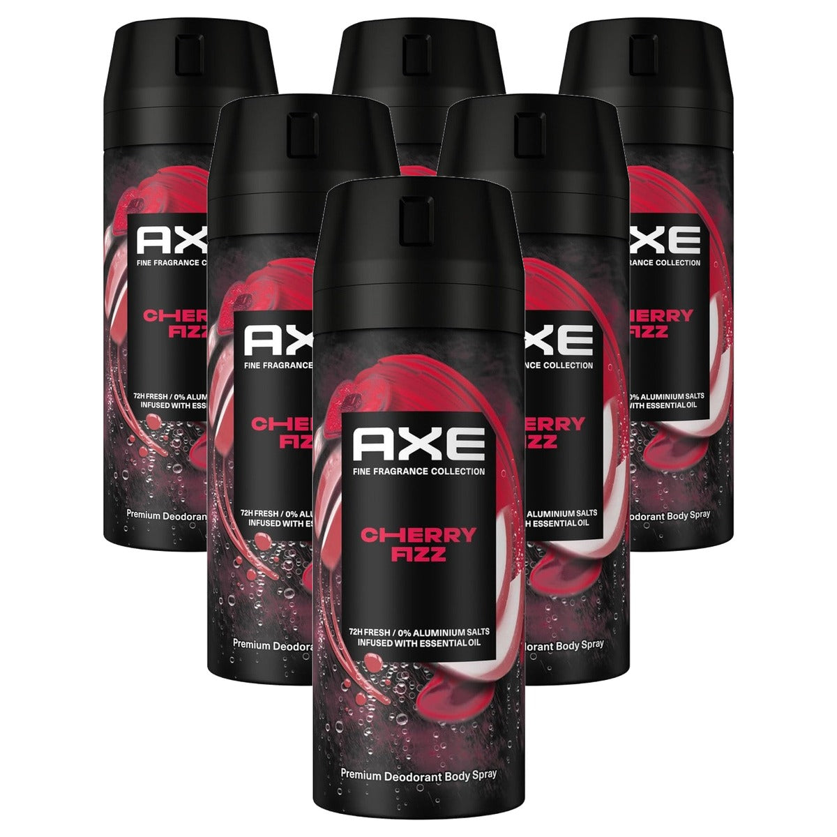 Axe Cherry Fizz Premium Bodyspray zonder aluminiumzouten 6 x 150 ml - Voordeelverpakking