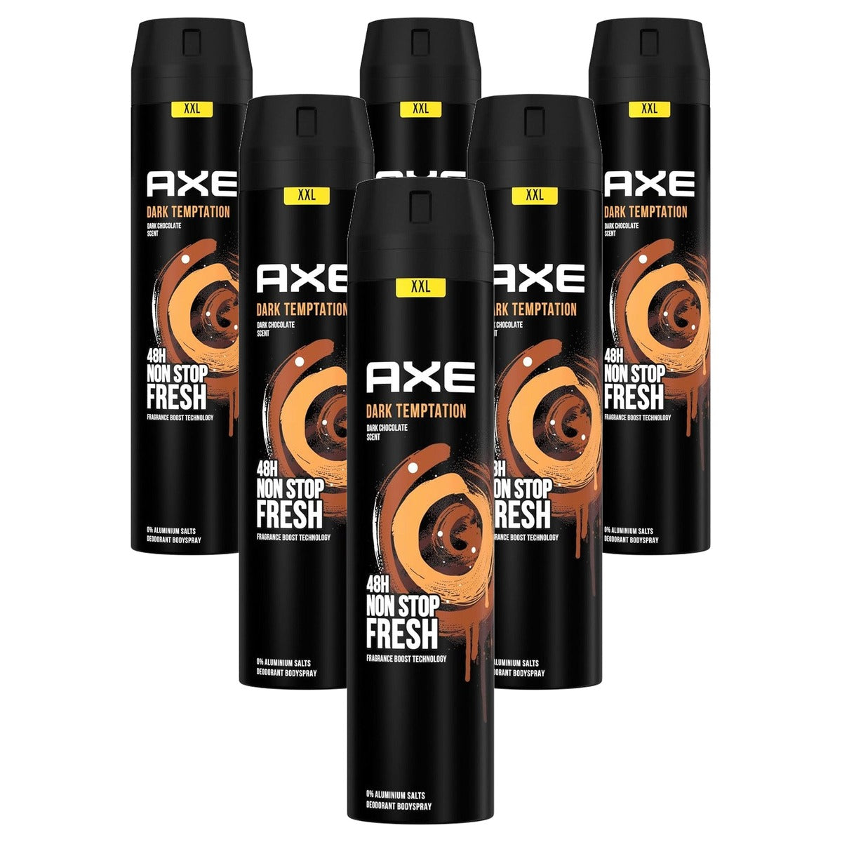 Axe Dark Temptation Bodyspray zonder aluminium 6 x 250 ml - Voordeelverpakking
