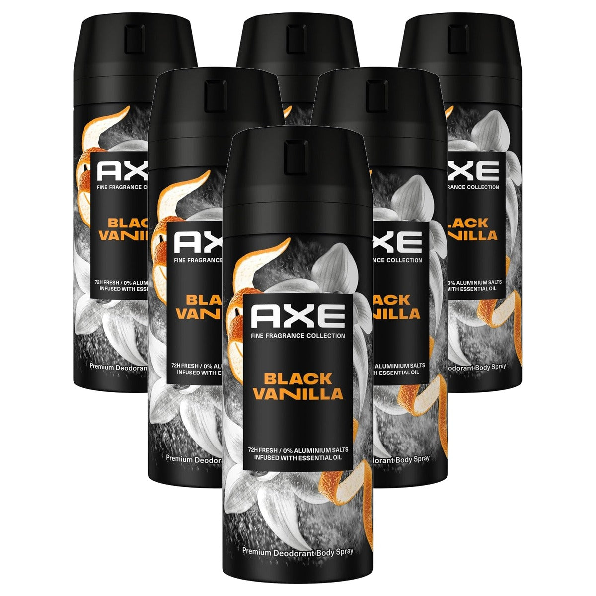 Axe Premium Bodyspray Black Vanilla Deodorant 6 x 150 ml - Voordeelverpakking