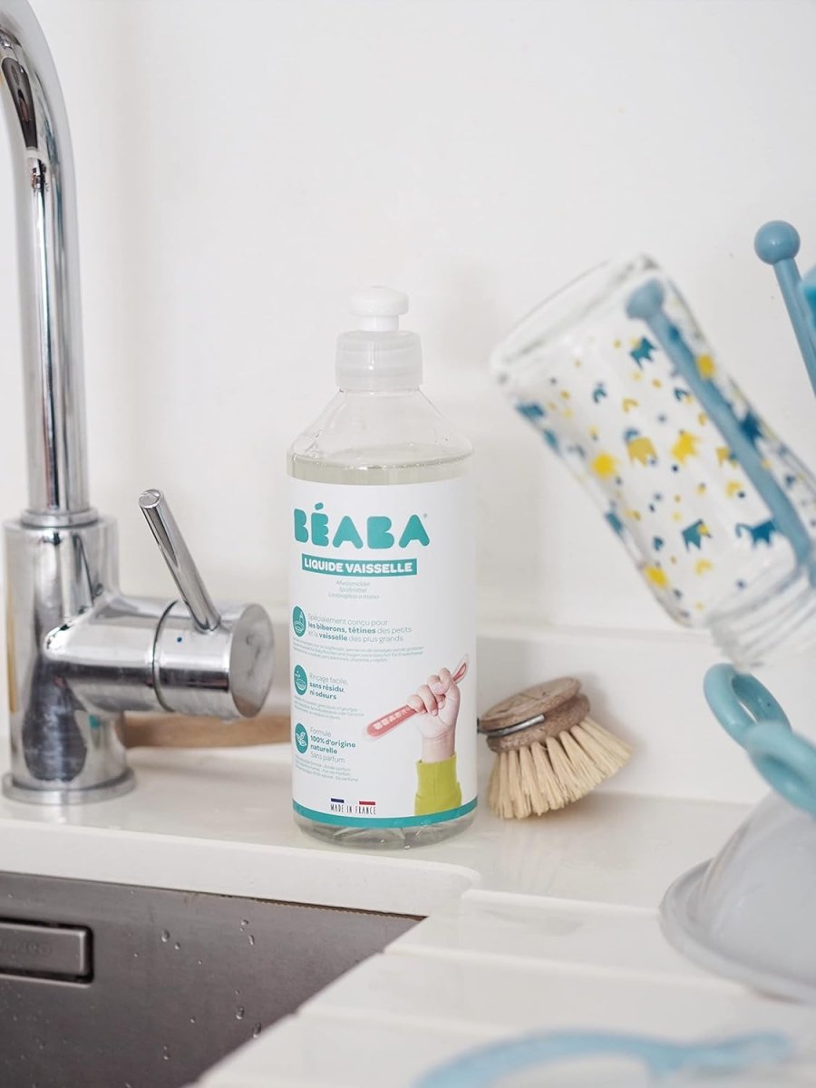 BÉABA, Geschirrspülmittel für Babyflaschen und Esszubehör, 100% natürlichen Ursprungs, Parfümfrei, 100% biologisch abbaubar, Packung mit 2x500 ml door Huishoudvoordeel nu bij Huishoudvoordeel