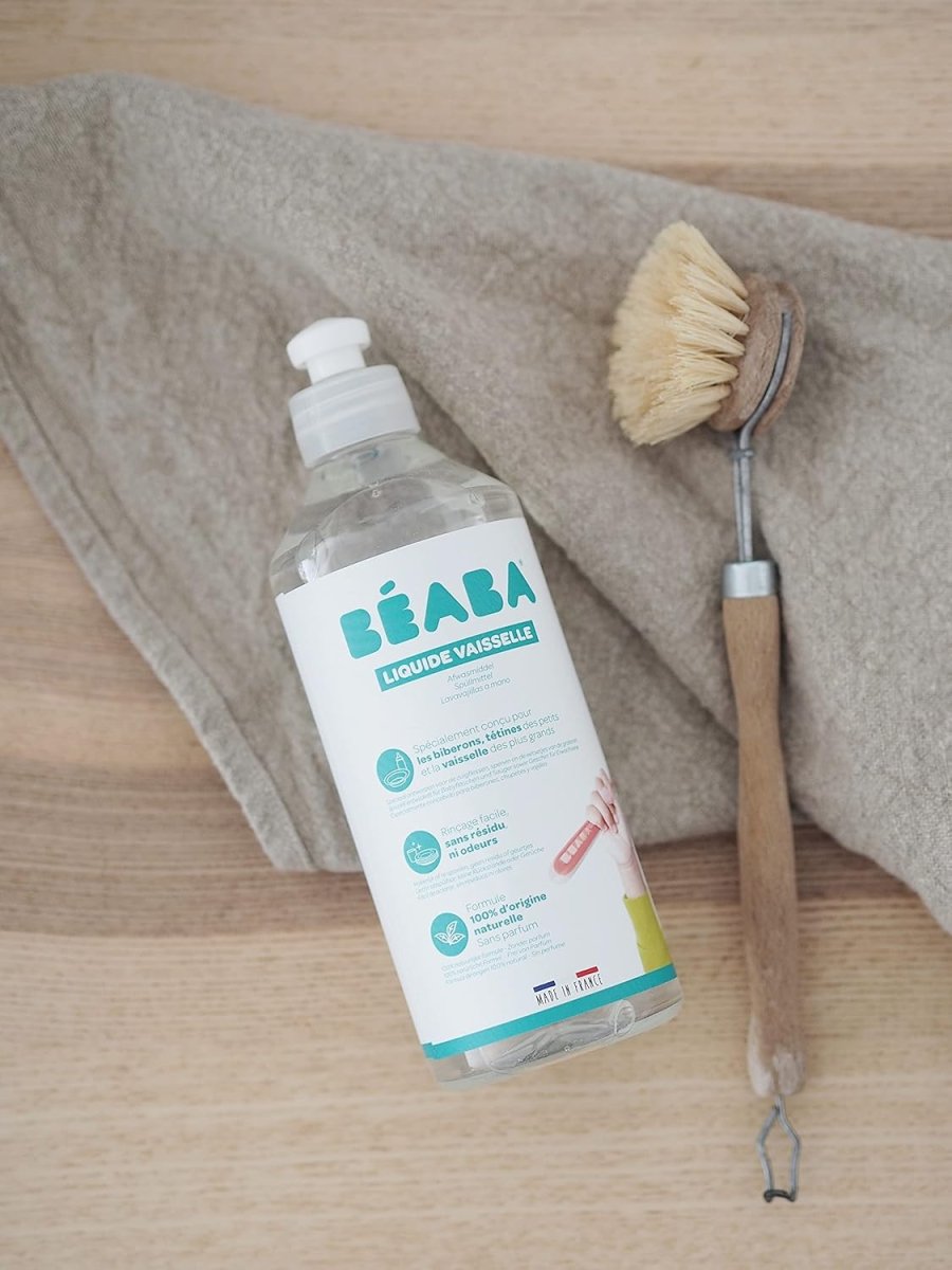 BÉABA, Geschirrspülmittel für Babyflaschen und Esszubehör, 100% natürlichen Ursprungs, Parfümfrei, 100% biologisch abbaubar, Packung mit 2x500 ml door Huishoudvoordeel nu bij Huishoudvoordeel