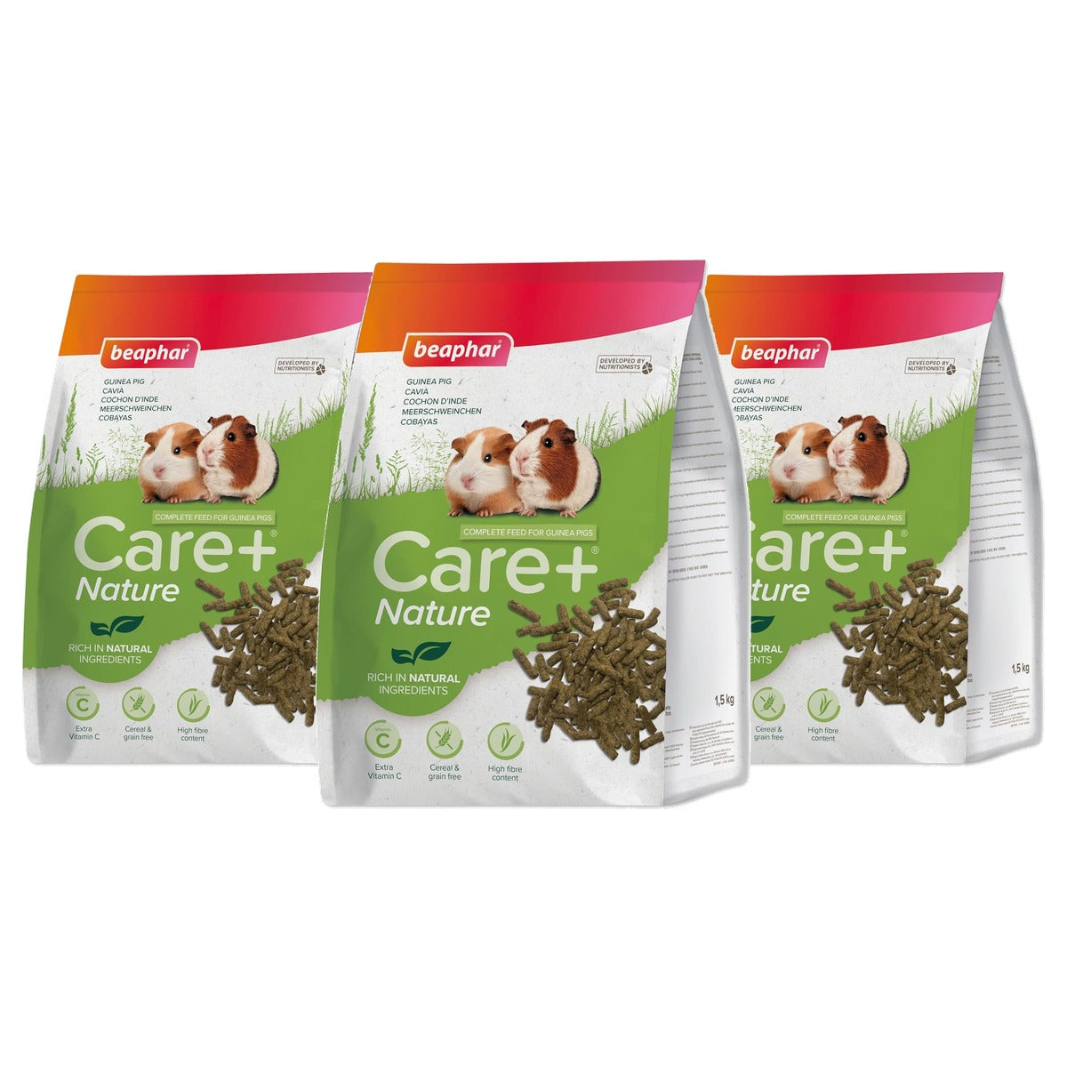 Beaphar Care+ Nature Caviavoer 1,5 kg - 3-pack
