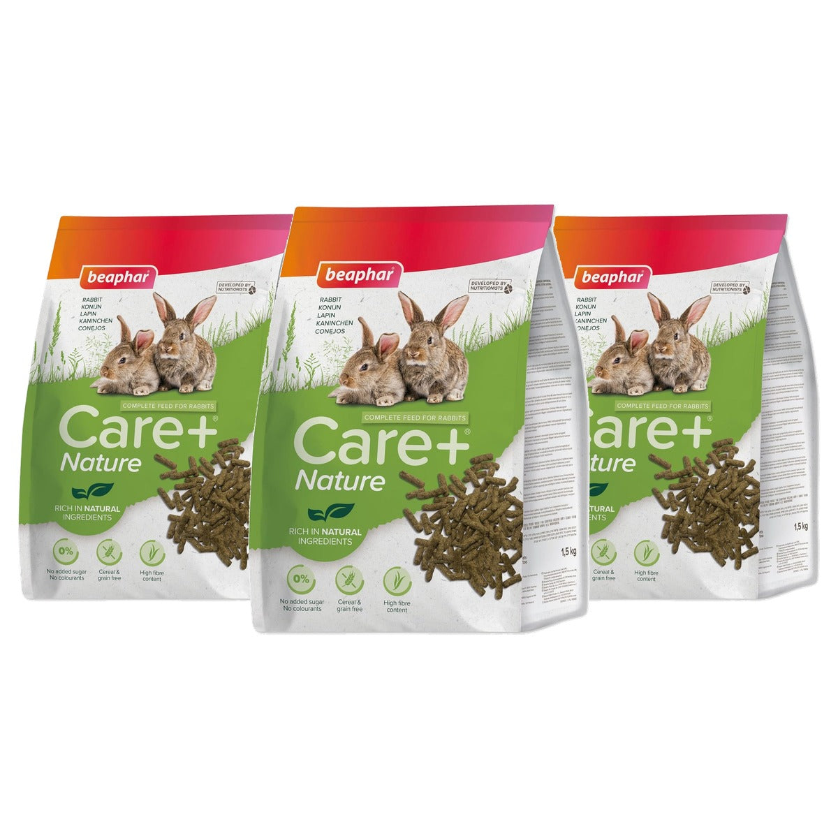 Beaphar Care+ Nature droogvoer konijn 1,5 kg - 3-pack