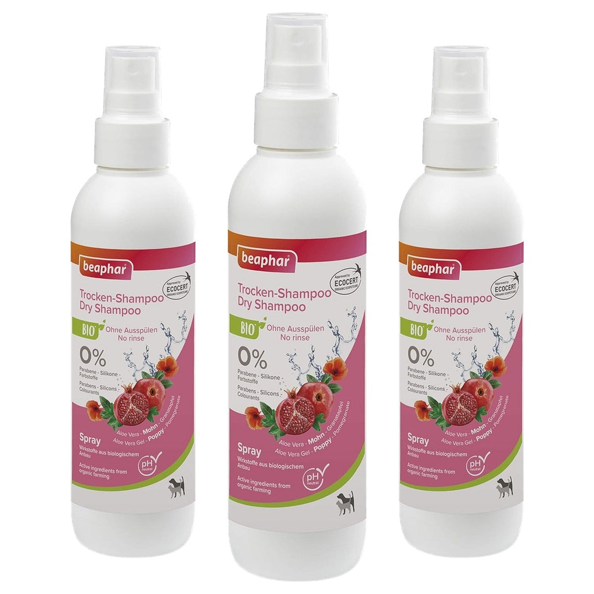 Beaphar Biologische Droge Shampoo voor Hond en Kat 200 ml - 3-pack