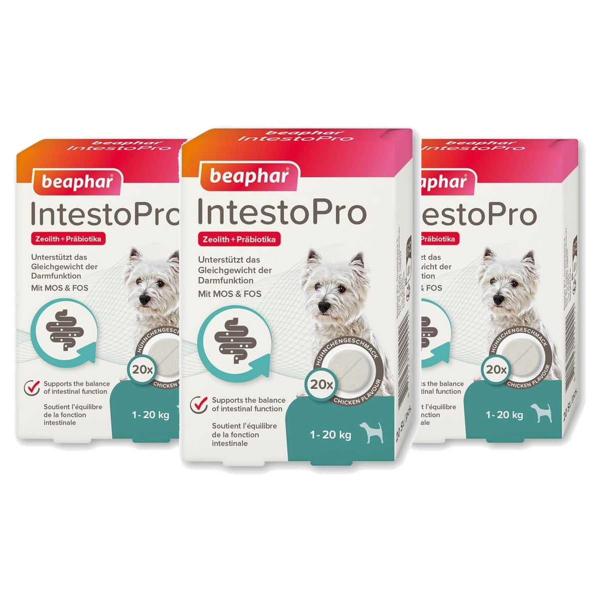 Beaphar IntestoPro Tabs voor kleine honden 20 stuks - 3-pack