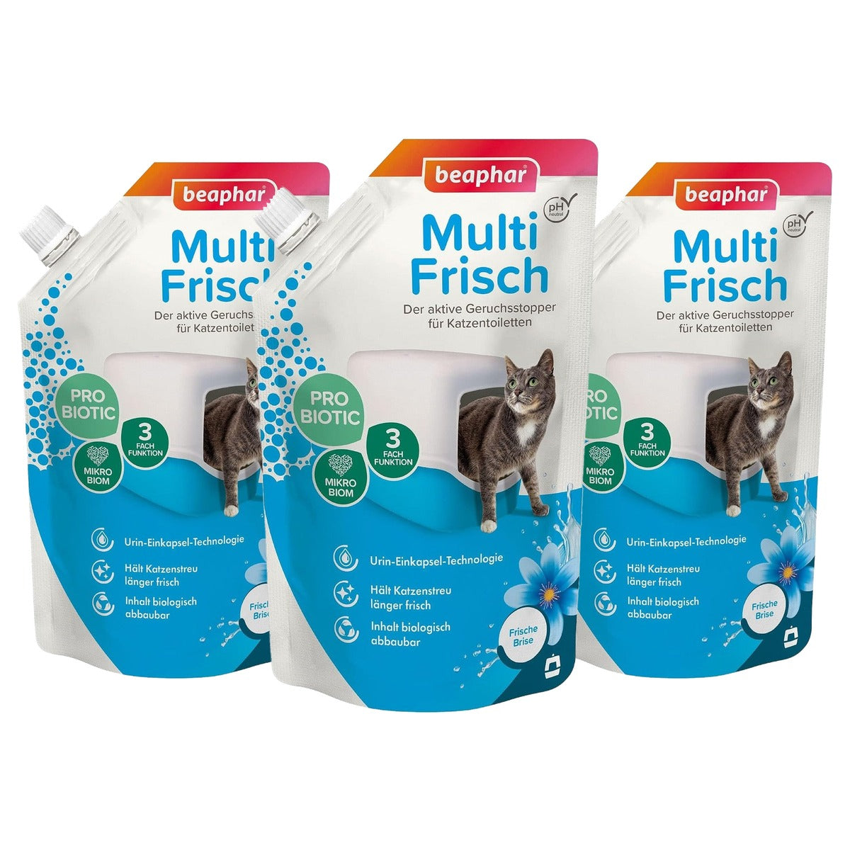 Beaphar Multi Fresh kattenbakverfrisser frisse bries 400 g - 3-pack