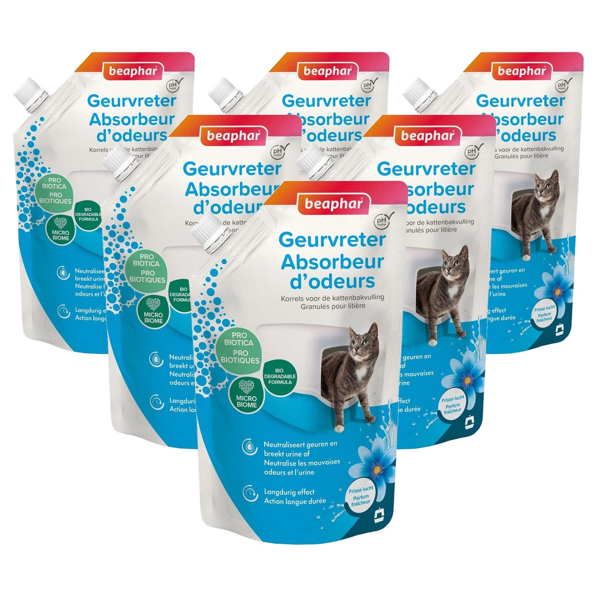 Beaphar Multi Fresh geurabsorber voor kattenbakken 400 g - 6-pack