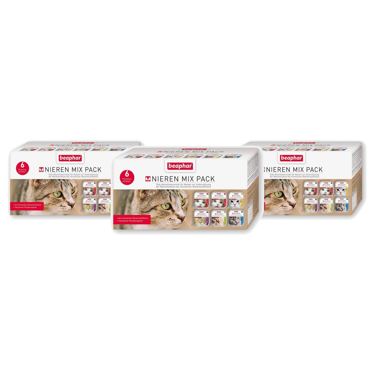 Beaphar Nierdieet Mix Pack natvoer kattenvoer 6 x 100 g - 3-pack
