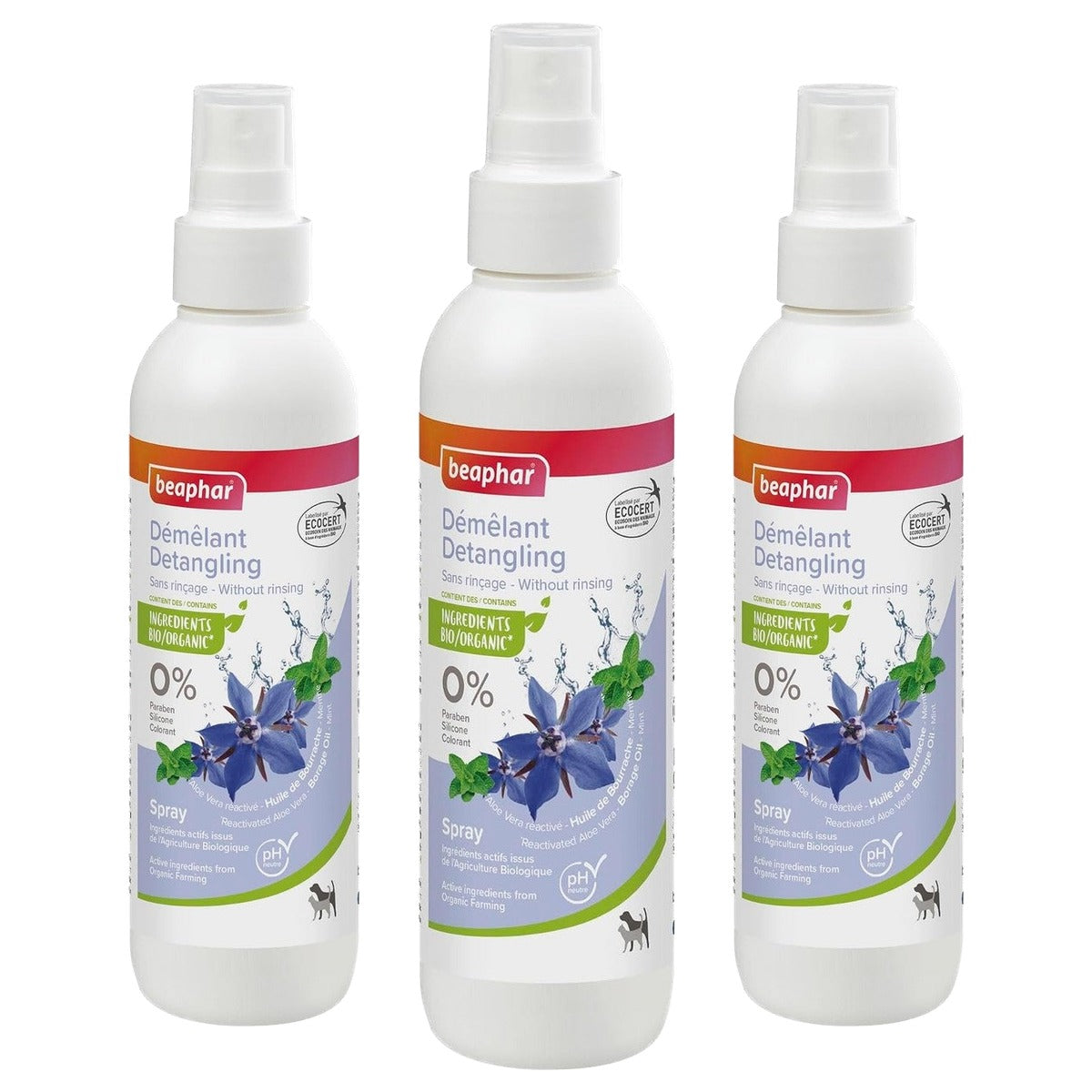 Beaphar Ontwarrende Verzorgingsspray ECOCERT Hond en Kat 200 ml - 3-pack
