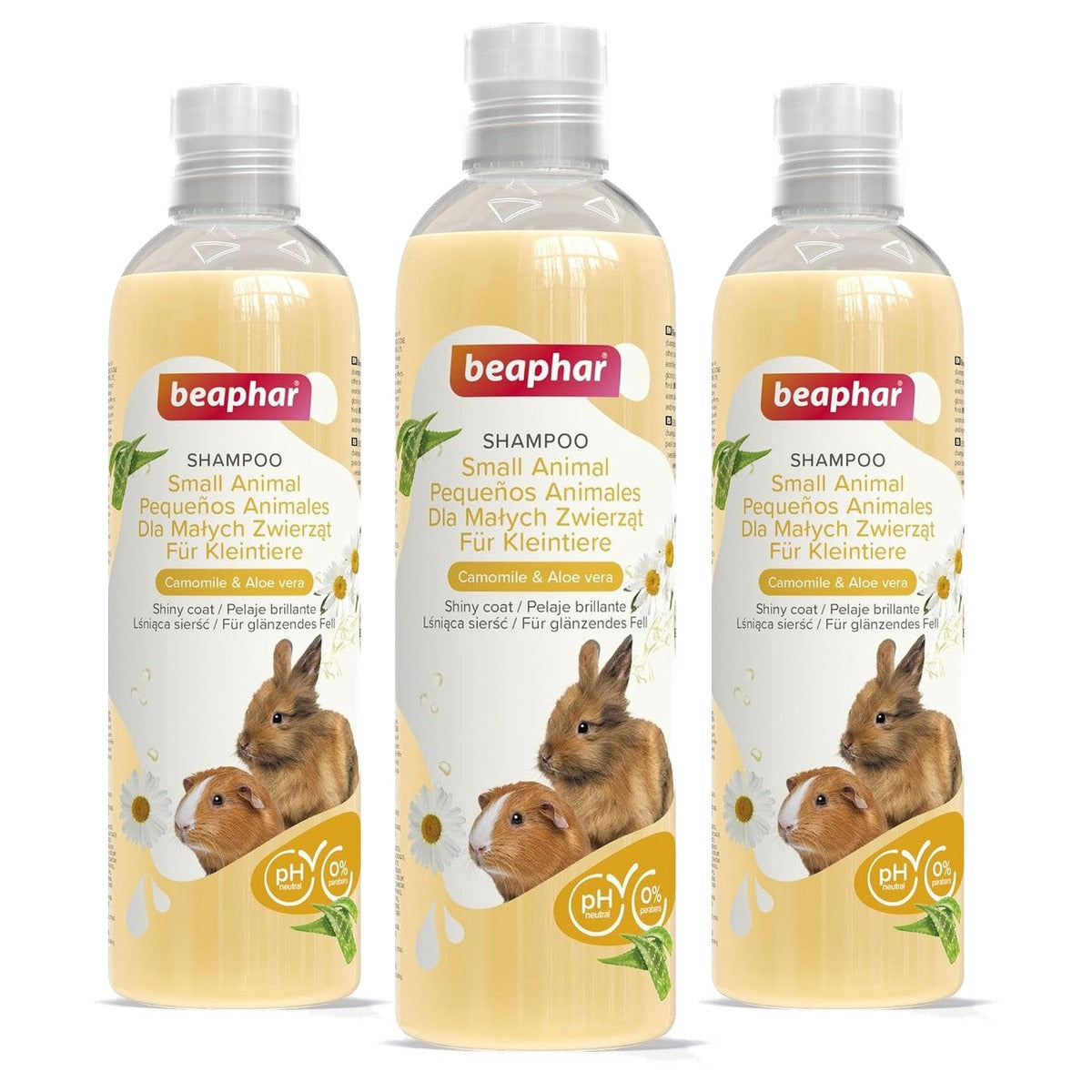 Beaphar Shampoo voor kleine dieren aloë vera & kamille 250 ml - 3-pack