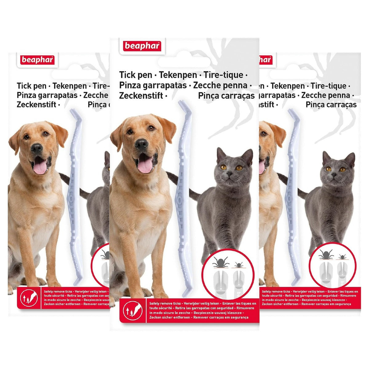 Beaphar Tekenstift voor Hond en Kat 12 cm Wit - 3-pack