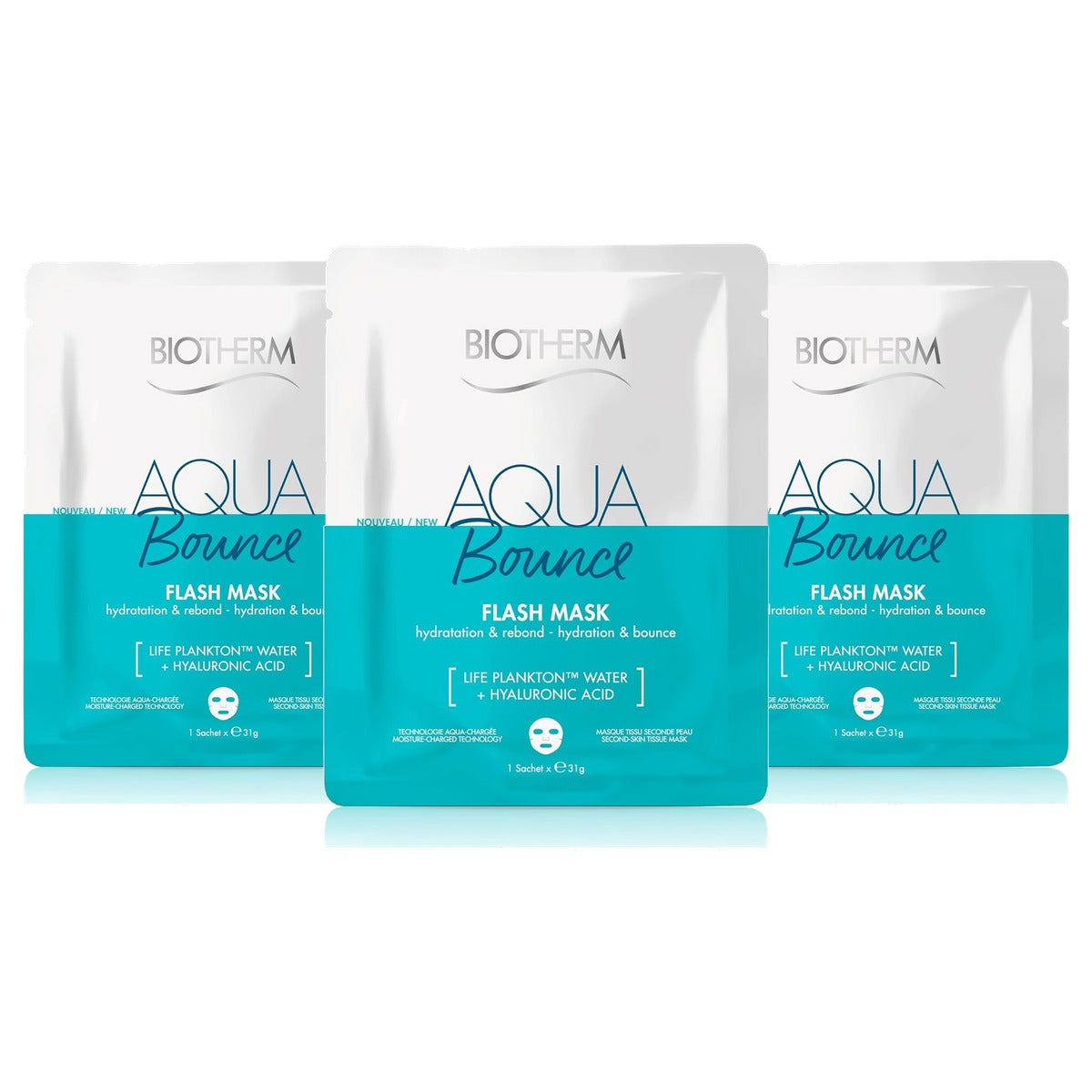 Biotherm Aqua Super Mask Bounce Doekmasker 31 g - 3-pack