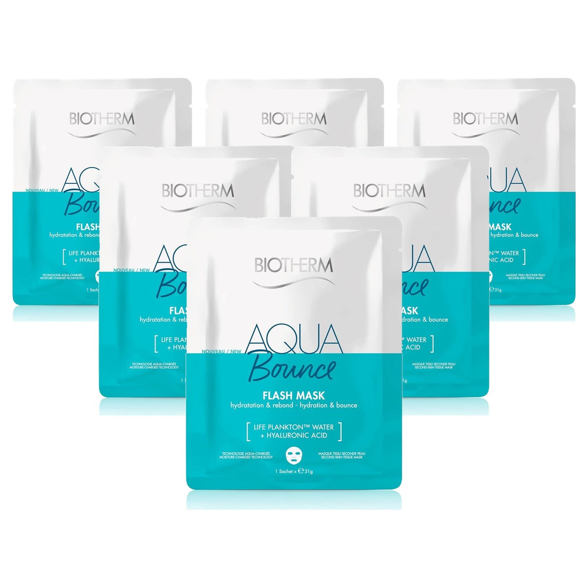 Biotherm Aqua Super Mask Bounce Doekmasker 31 g - 6-pack