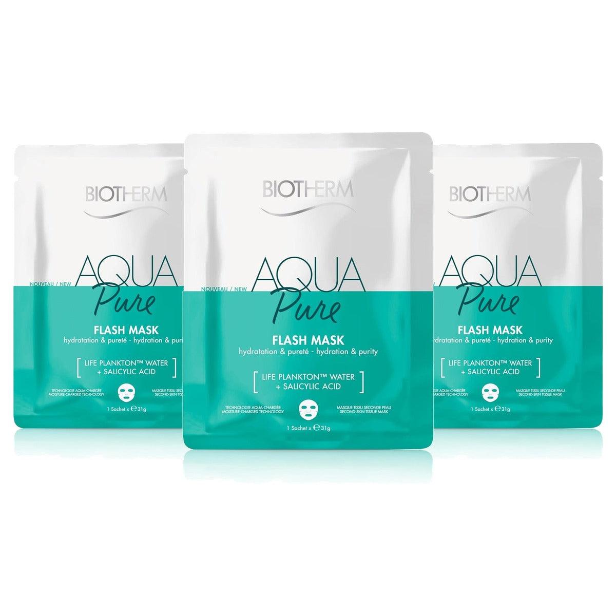 Biotherm Aqua Super Mask Pure Hydraterend Doekmasker 31 g - 3-pack