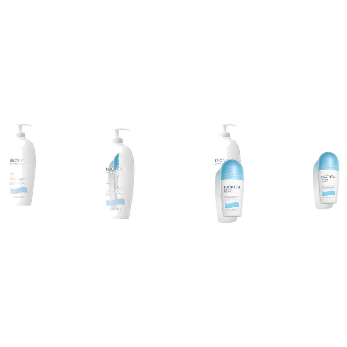 Biotherm Douche- en Deodorantset Lait de Douche 400 ml & Deo Pure Roll-On 75 ml - 3-pack