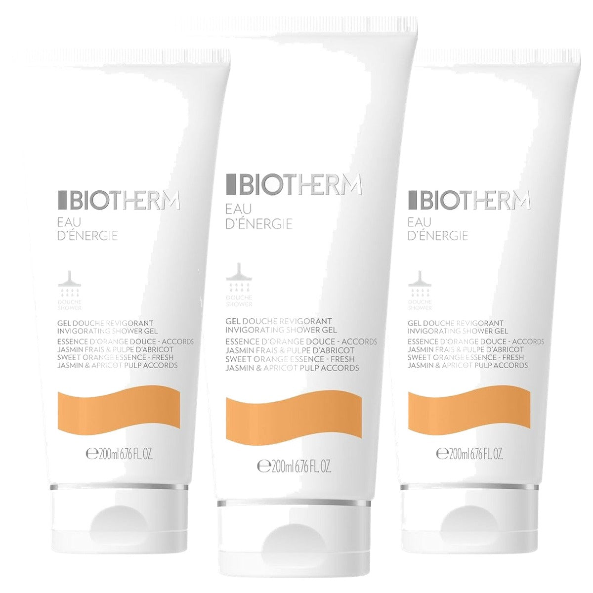 Biotherm Eau d'Energie Shower Gel Sinaasappel en Citroen 200 ml - 3-pack