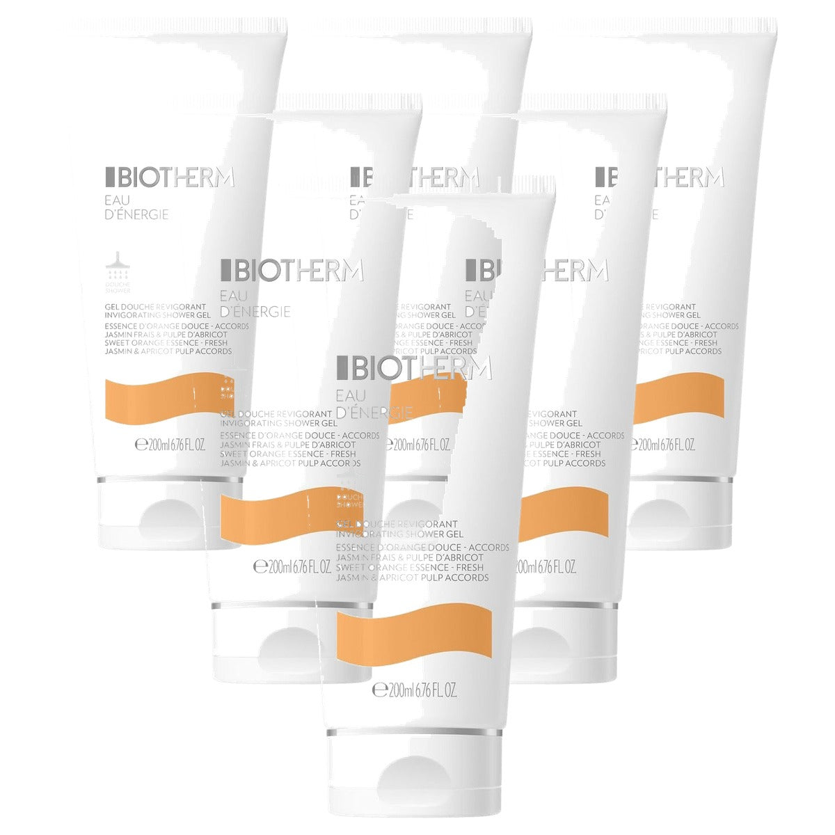 Biotherm Eau d'Energie Shower Gel Sinaasappel en Citroen 200 ml - 6-pack