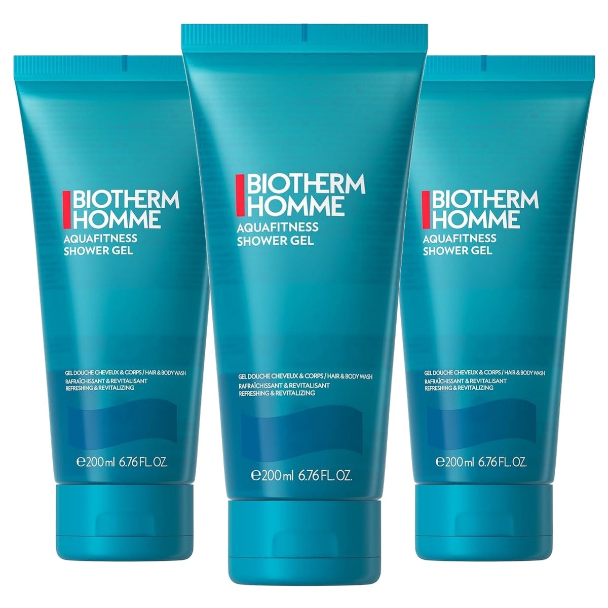 Biotherm Homme Aqua Fitness Shower Gel met Zeegeur 200 ml - 3-pack