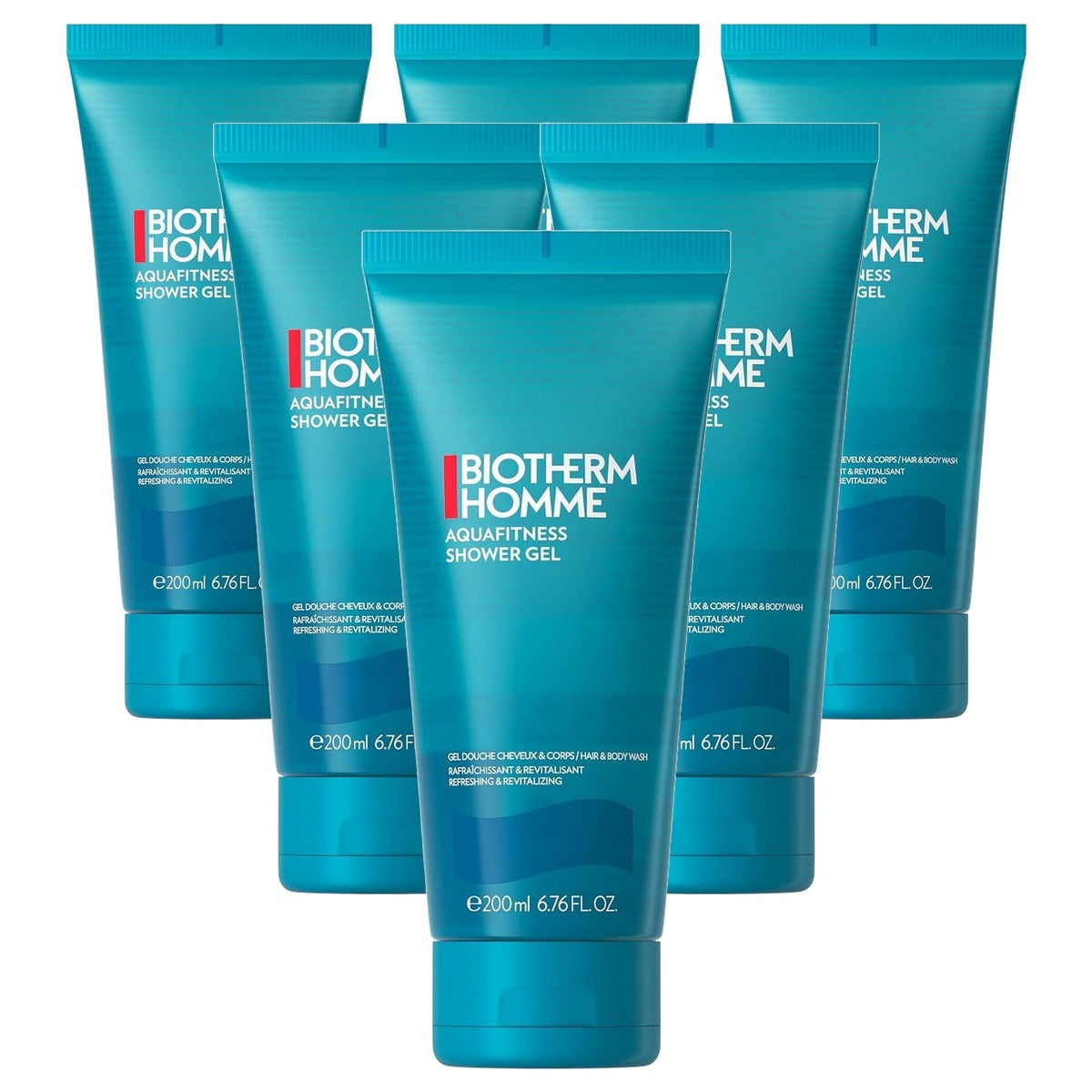 Biotherm Homme Aqua Fitness Shower Gel met Zeegeur 200 ml - 6-pack