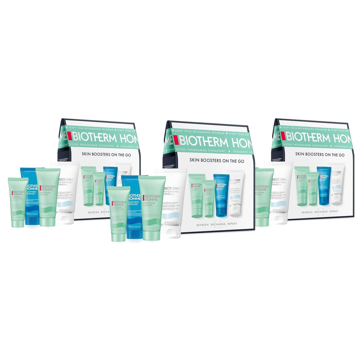 Biotherm Homme Aquapower Set 4-delig Douchegel, Bodylotion, Gel & Cleanser - 3-pack