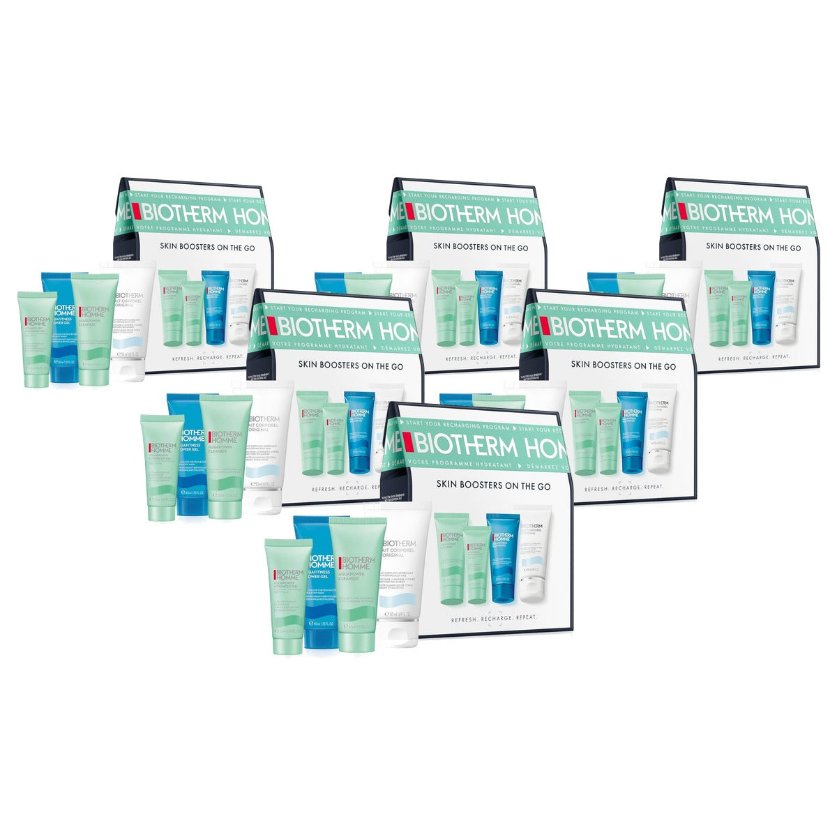 Biotherm Homme Aquapower Set 4-delig Douchegel, Bodylotion, Gel & Cleanser - 6-pack