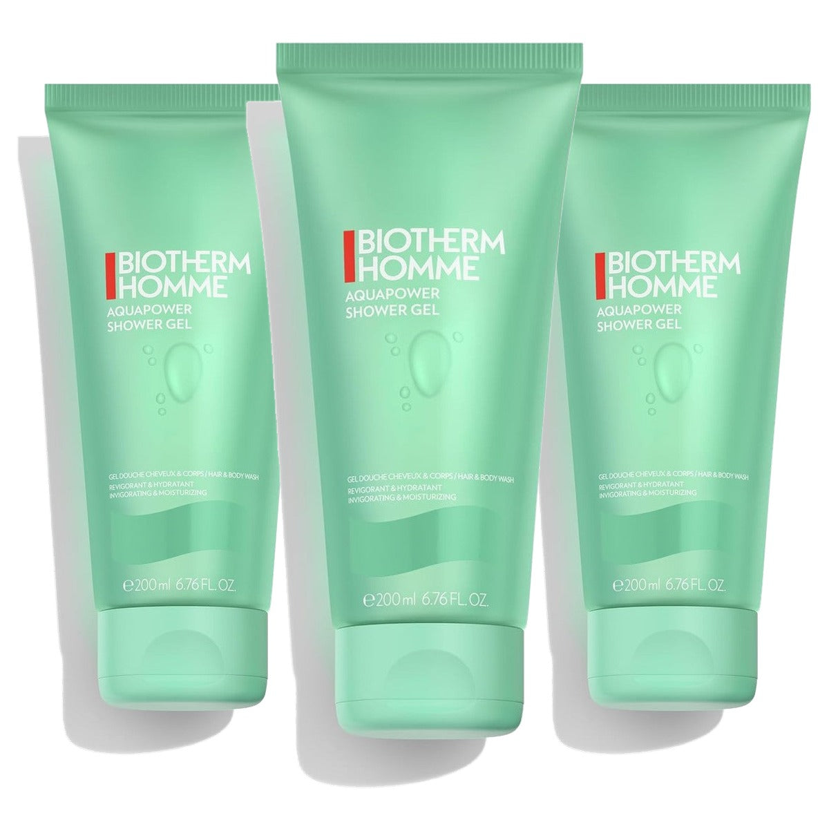 Biotherm Homme Aquapower Shower Gel Lichaam en Haar 200 ml - 3-pack