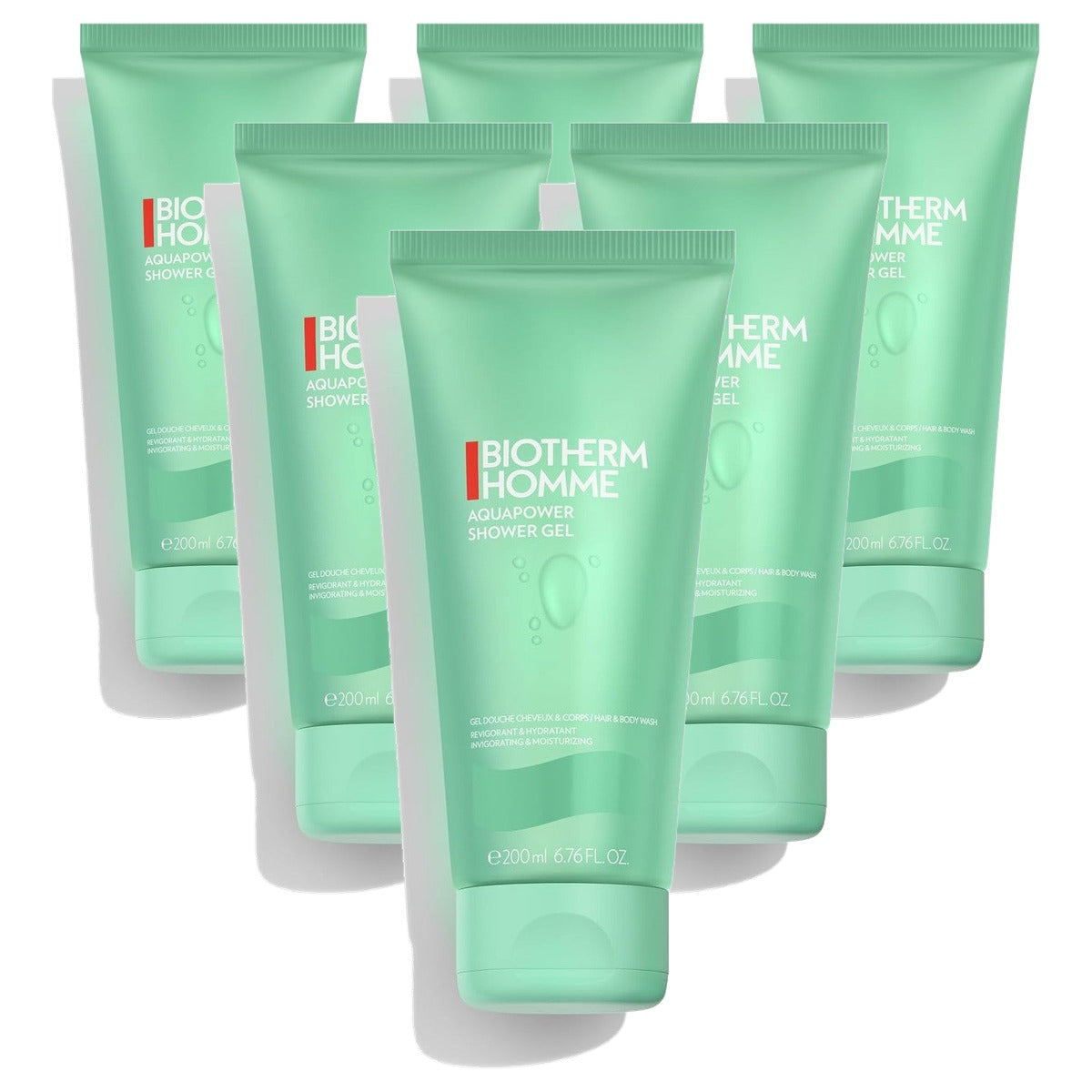 Biotherm Homme Aquapower Shower Gel Lichaam en Haar 200 ml - 6-pack