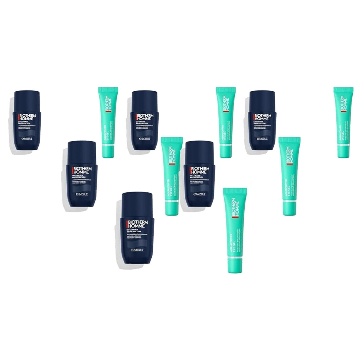 Biotherm Homme Day Control 48H Deo Roll-On 75 ml & Homme Aquapower Eye Gel 15 ml - 6-pack