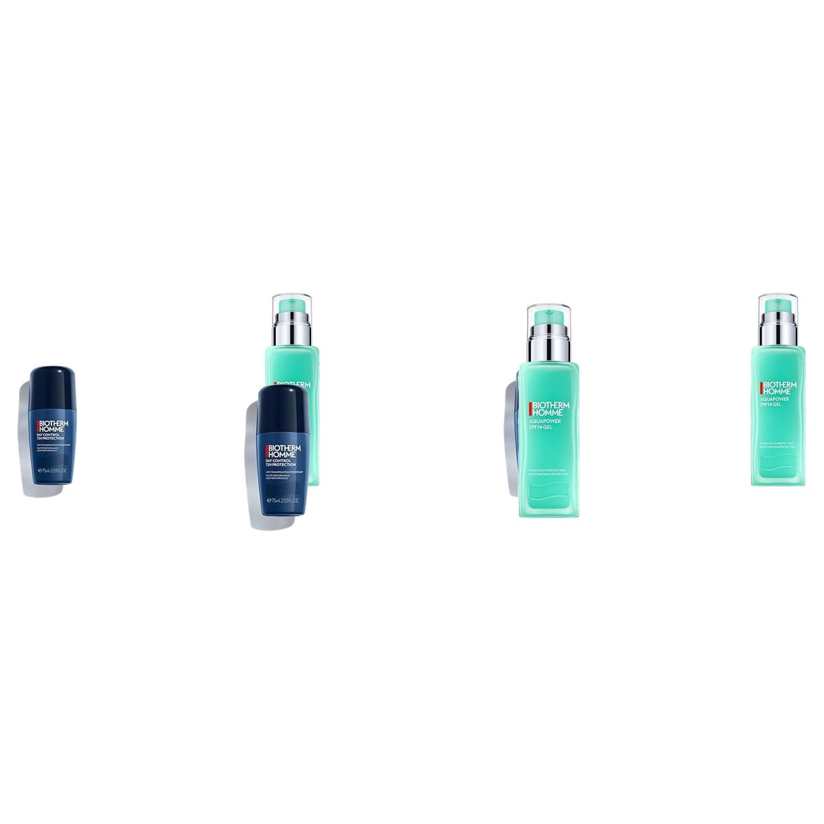Biotherm Homme Day Control 72H Deo Roll-On 75 ml & Homme Aquapower SPF14 Gezichtsgel 75 ml - 3-pack