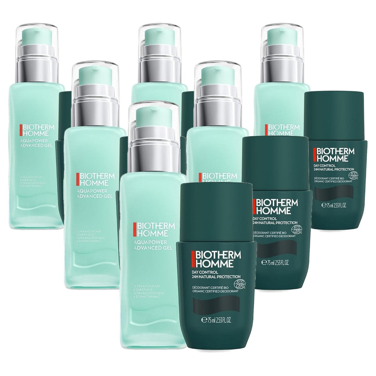 Biotherm Homme Fresh Set Aquapower Advanced Gel 75 ml & Day Control 24H Ecocert Deo Roll-On 75 ml - 6-pack
