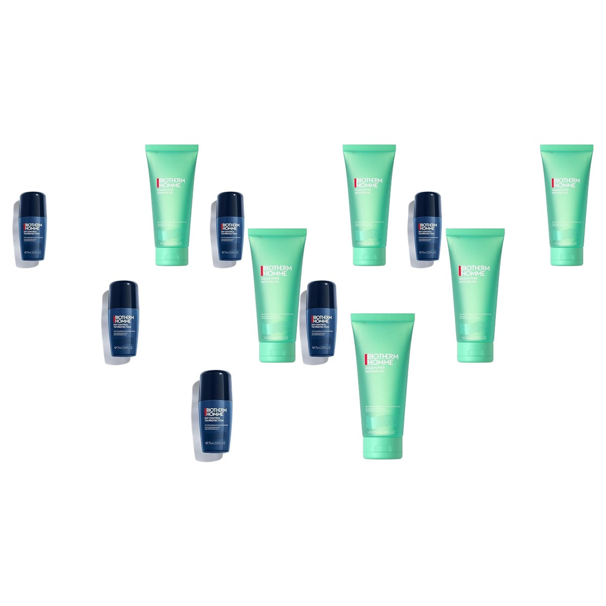 Biotherm Homme Onderhoudsset Day Control 72H Deodorant Roll-On 75 ml & Aquapower Shower Gel 200 ml - 6-pack