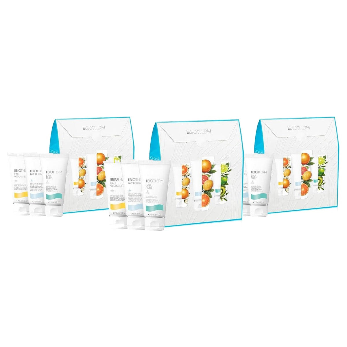 Biotherm Lait de Douche Trio Set: Eau Vitaminée, Eau Pure & Lait de Douche Shower Gel 50 ml - 3-pack