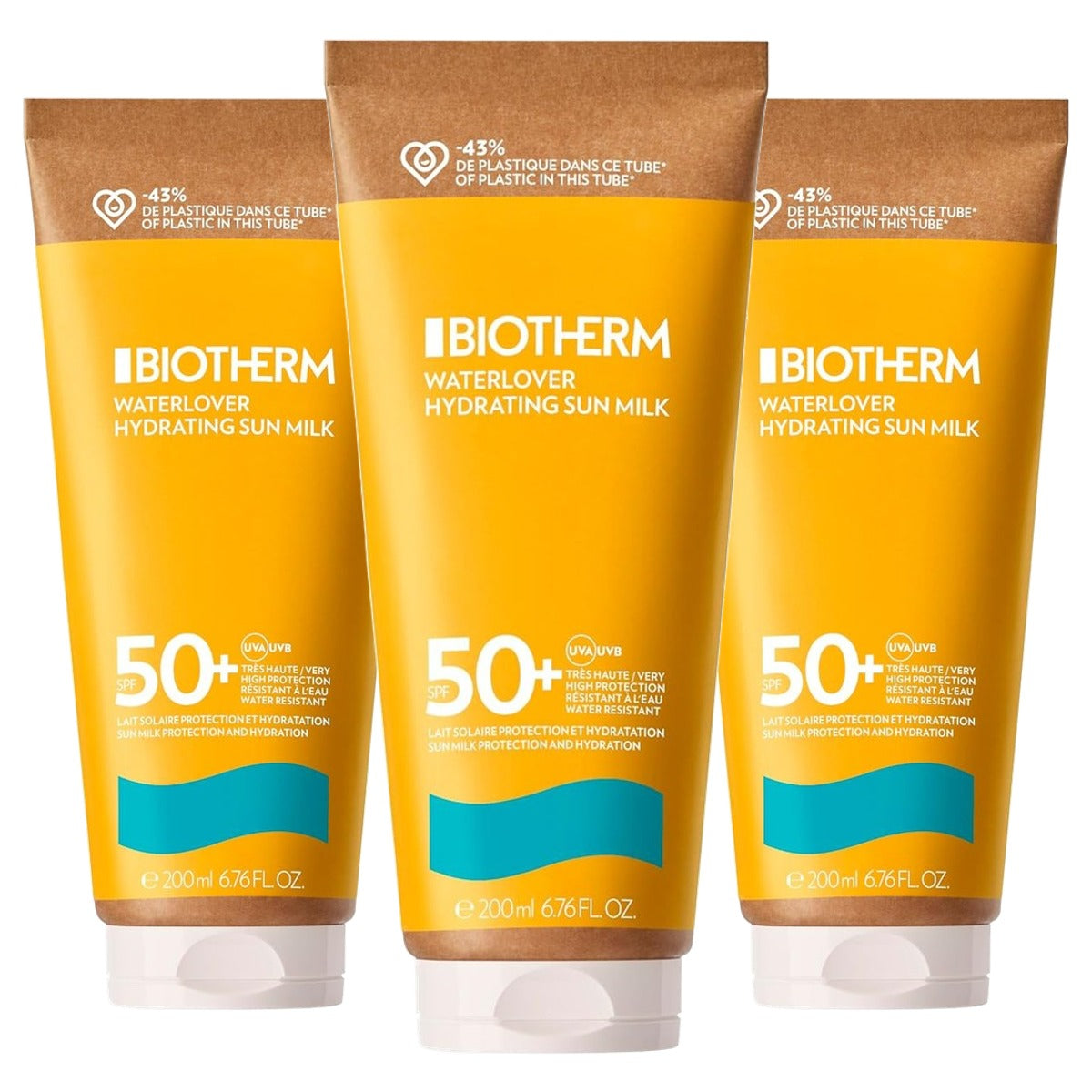 Biotherm Waterlover Hydraterende Zonnemelk SPF 50, 200 ml - 3-pack