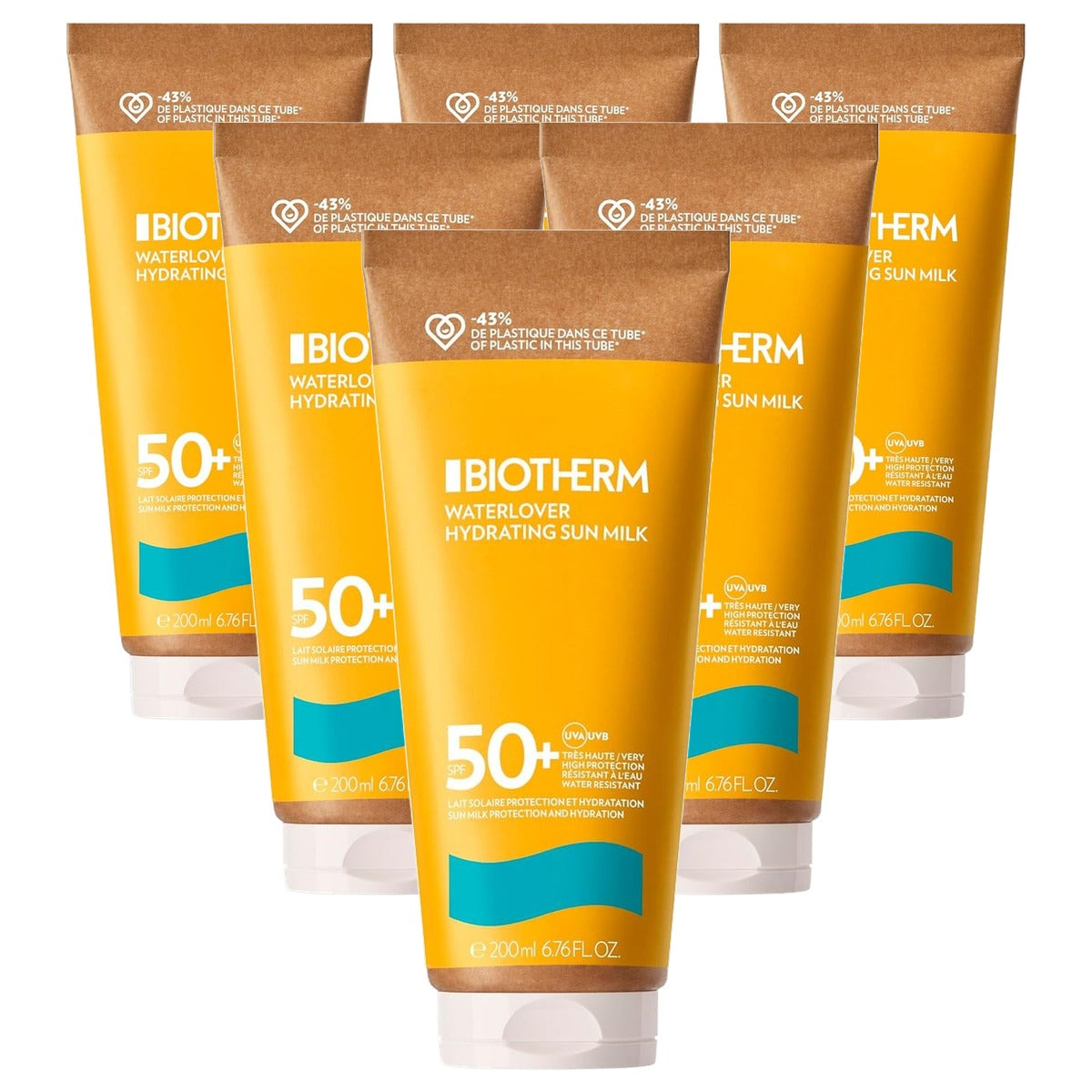 Biotherm Waterlover Hydraterende Zonnemelk SPF 50, 200 ml - 6-pack