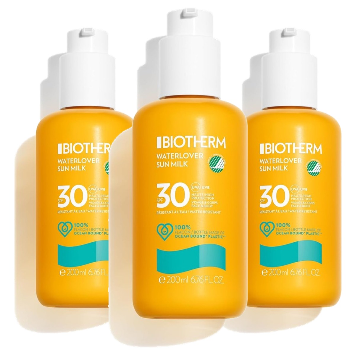 Biotherm Waterlover Zonnemelk SPF 30 Hydraterende Zonnebrandmelk 200 ml - 3-pack