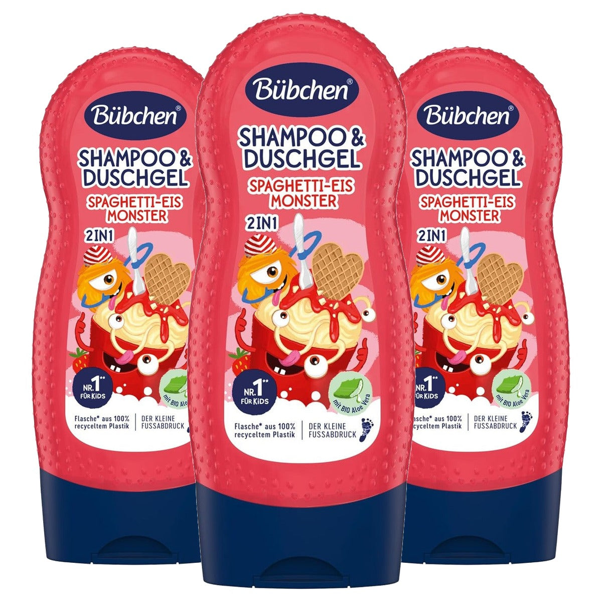 Bübchen Shampoo & Douchegel Spaghetti-ijs Monster 3 x 230 ml - Voordeelverpakking