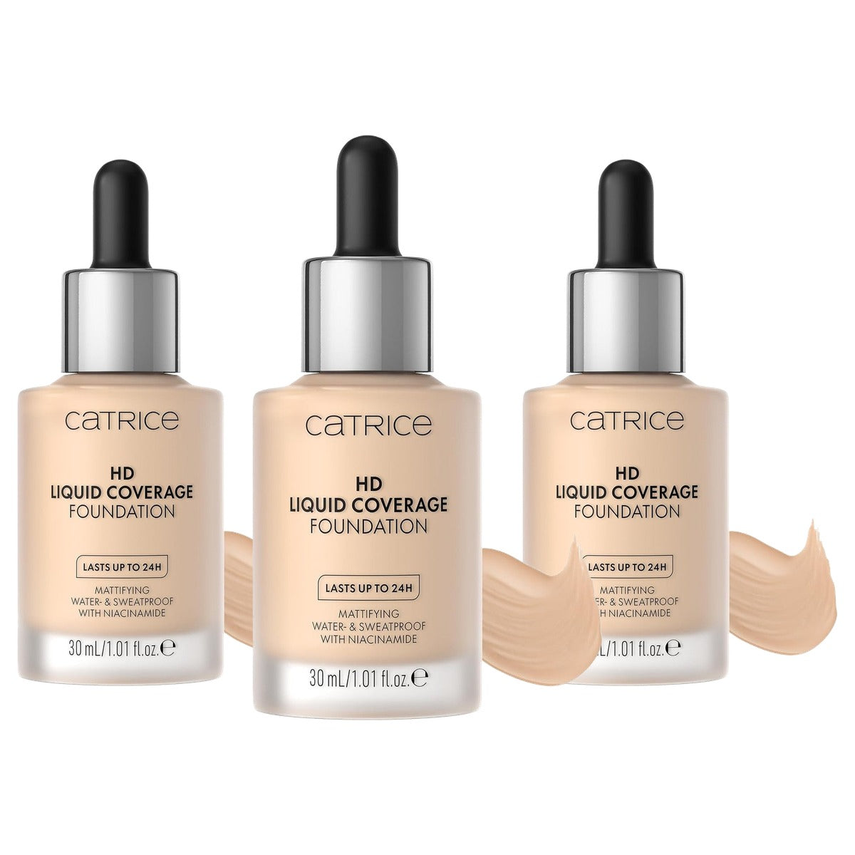 Catrice foundation hoge dekking 010 licht beige 30 ml - 3-pack